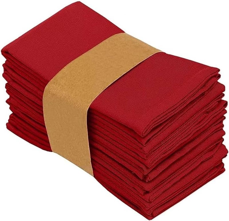 مناديل قماش حمراء قابلة لإعادة الاستخدام، مجموعة من 24 قطعة للمطبخ ومائدة الطعام والاستخدام المنزلي - Image 1